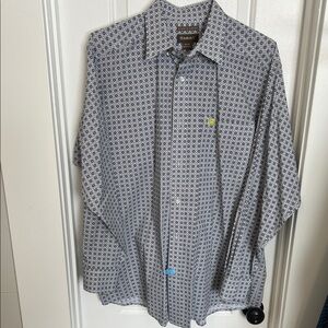 Ariat Blue and Gray Geometric Button-Down Shirt